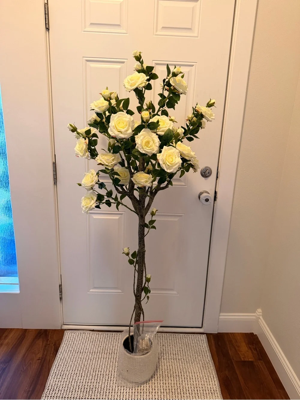 Artificial Rose Tree in Cream - Home Accents